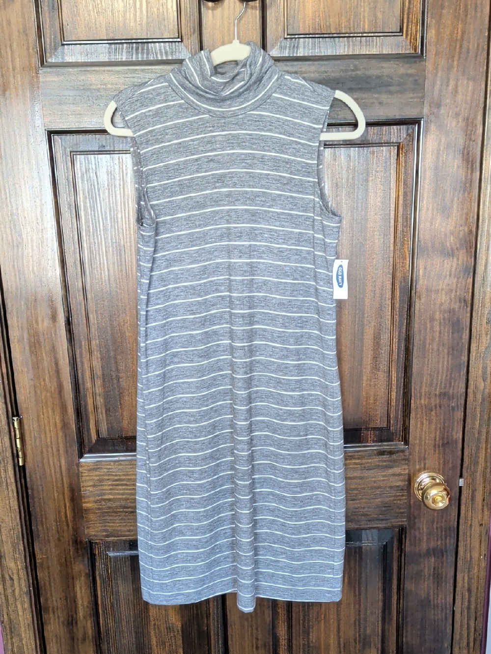 Old Navy Gray Striped Sleeveless Midi Dress